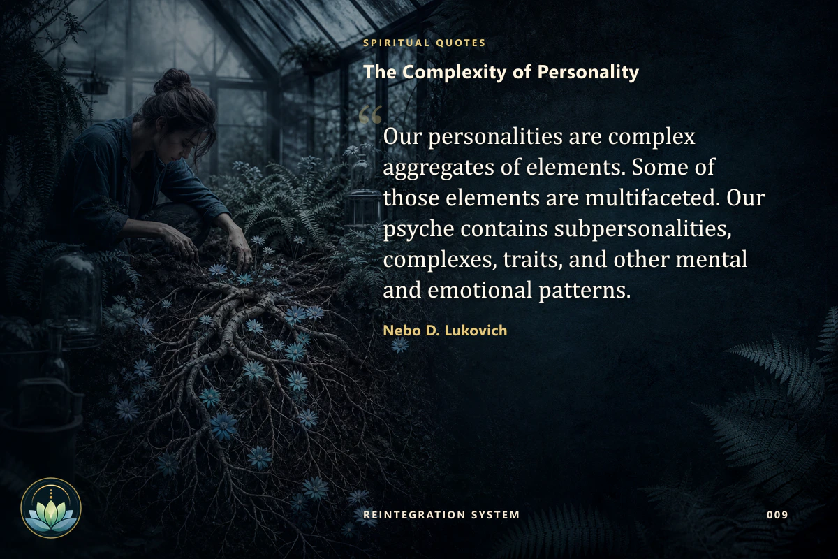 The Complexity of Personality. Our personalities are complex aggregates of elements. Some of those elements are multifaceted. Our psyche contains subpersonalities, complexes, traits, and other mental and emotional patterns. Nebo D. Lukovich