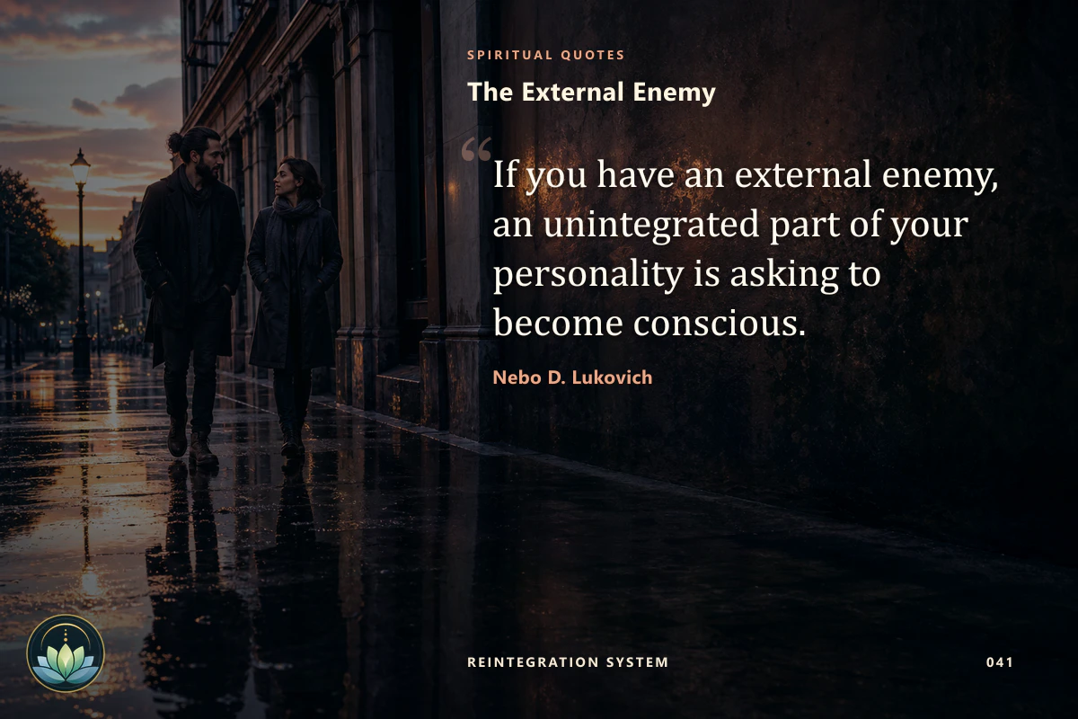The External Enemy. If you have an external enemy, an unintegrated part of your personality is asking to become conscious. Nebo D. Lukovich