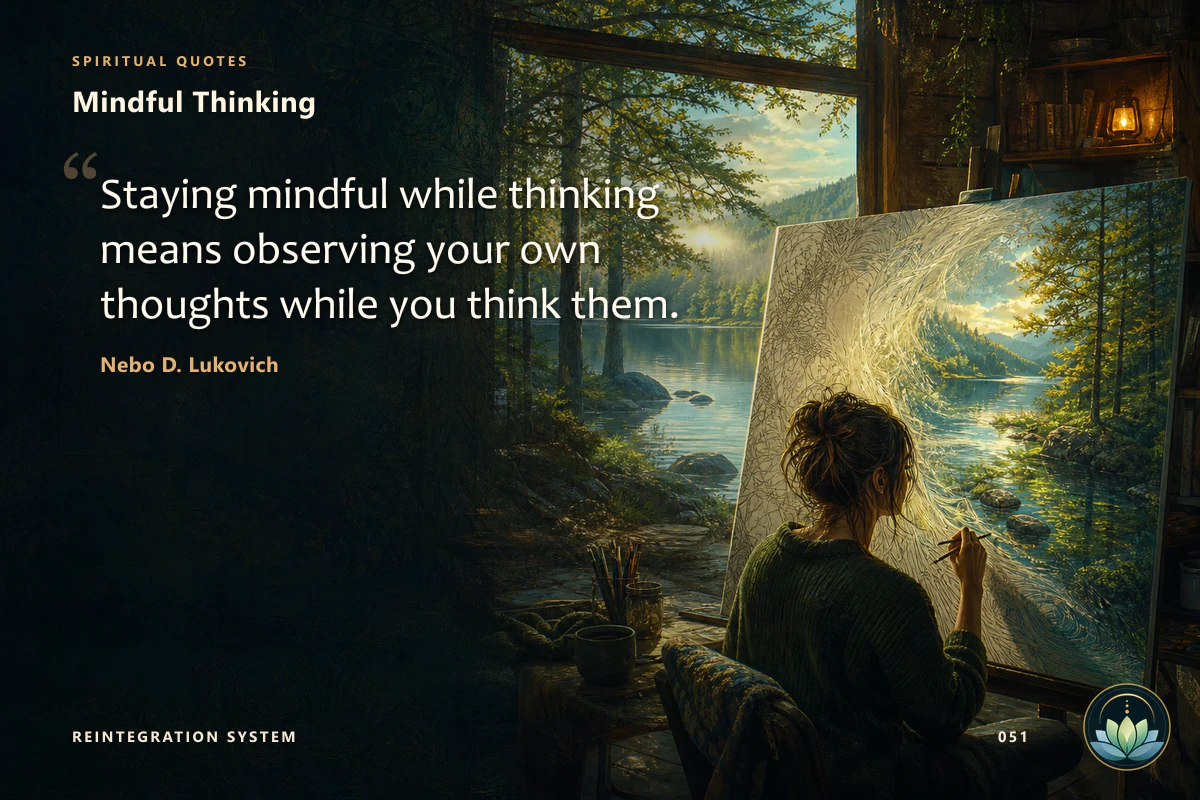 Mindful Thinking. Staying mindful while thinking means observing your own thoughts while you think them. Nebo D. Lukovich