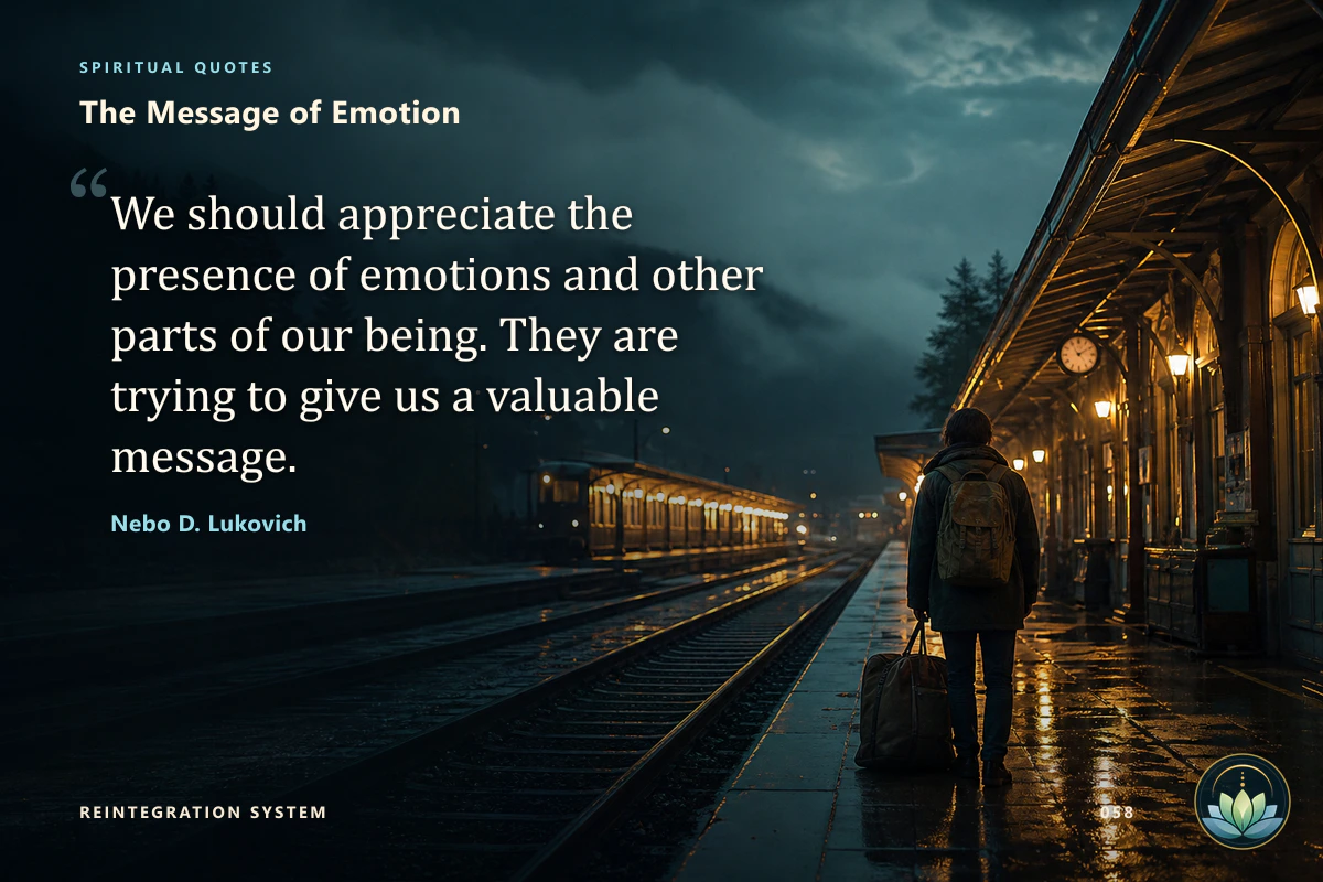 The Message of Emotion. We should appreciate the presence of emotions and other parts of our being. They are trying to give us a valuable message. Nebo D. Lukovich