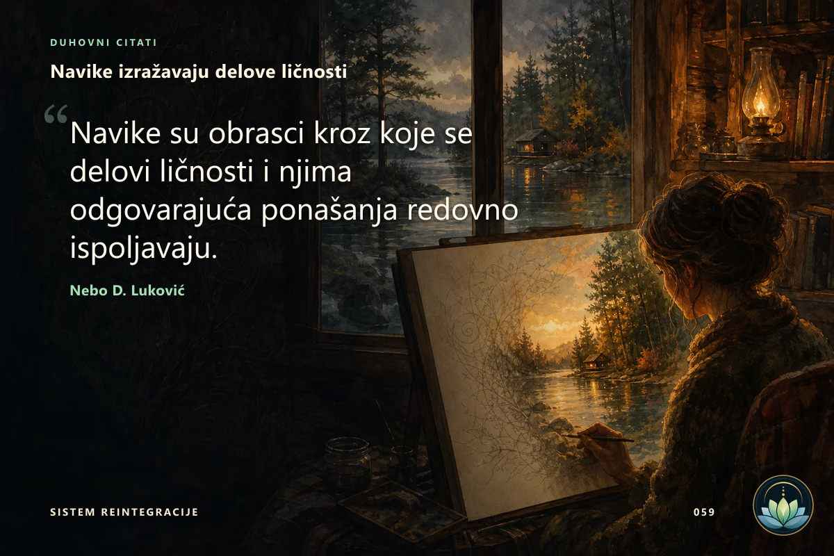 Navike izražavaju delove ličnosti. Navike su obrasci kroz koje se delovi ličnosti i njima odgovarajuća ponašanja redovno ispoljavaju. Nebo D. Luković