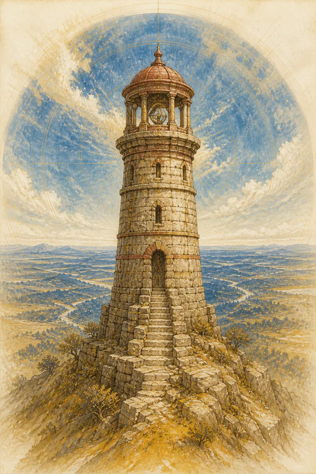 Detaljna simbolička ilustracija za obojenu trijadu Triadika™ ŽŽP, Kula vida.