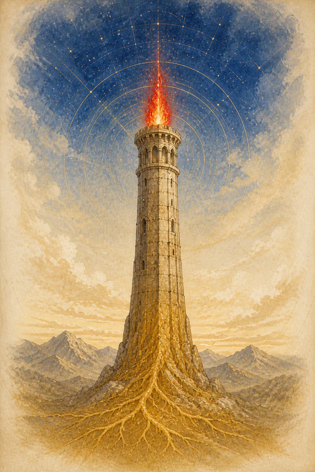 Detaljna simbolička ilustracija za obojenu trijadu Triadika™ CCP, Zavet visine.