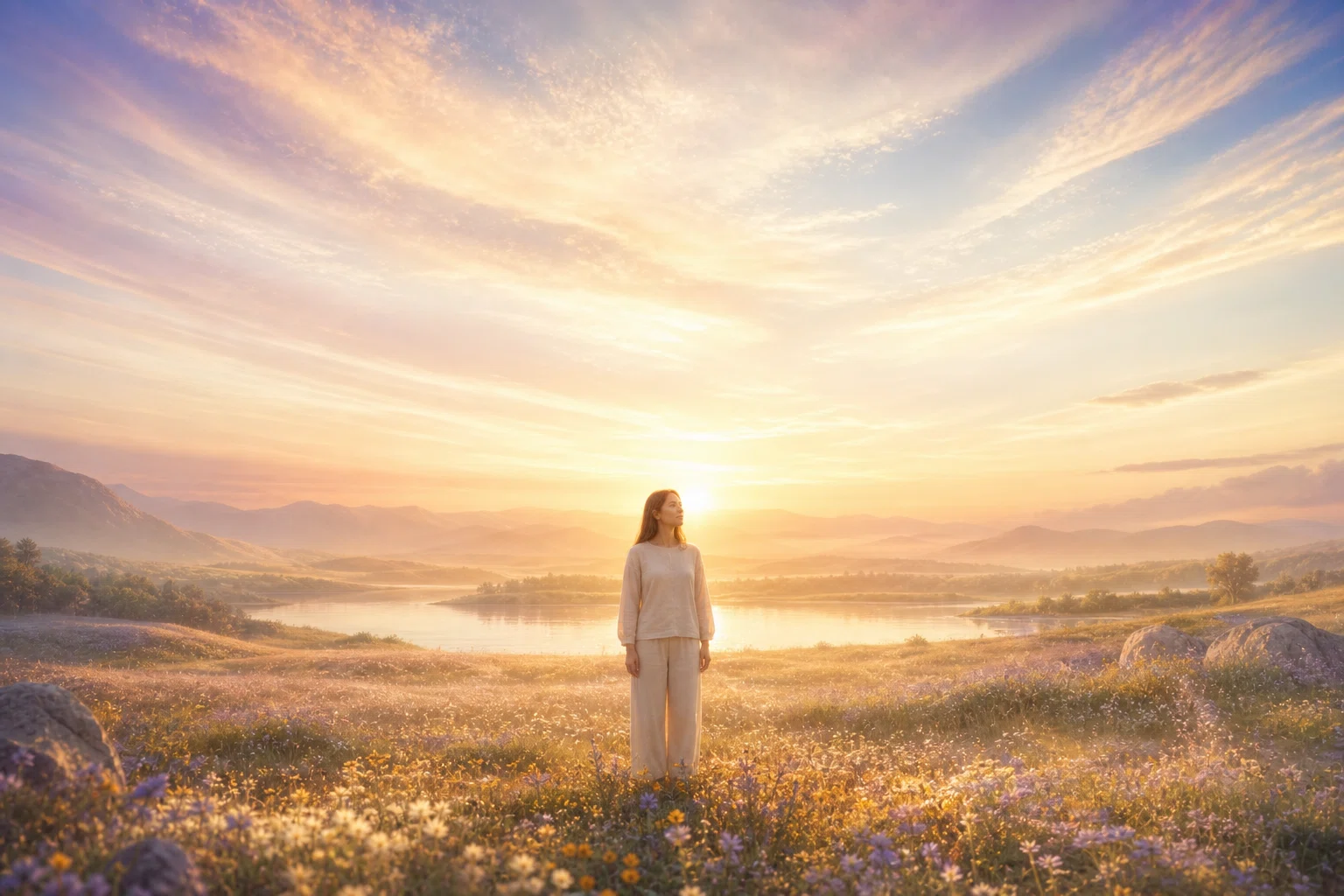 A serene figure is held within an open sanctuary of complete safety
