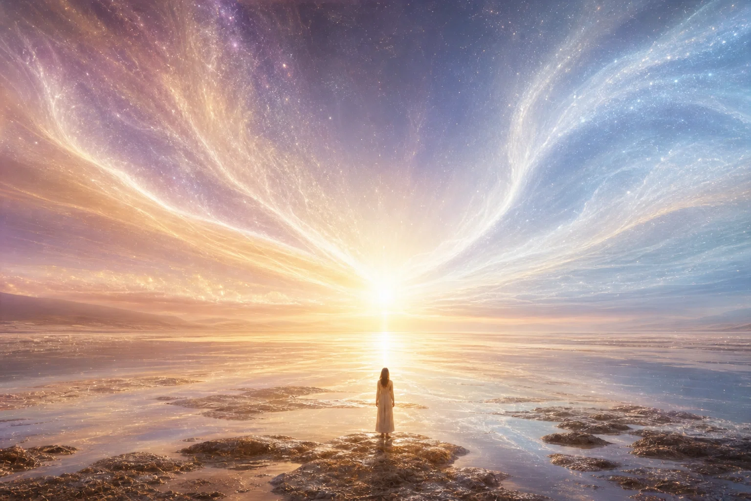 Two currents of light meet in one radiant source without losing their beauty